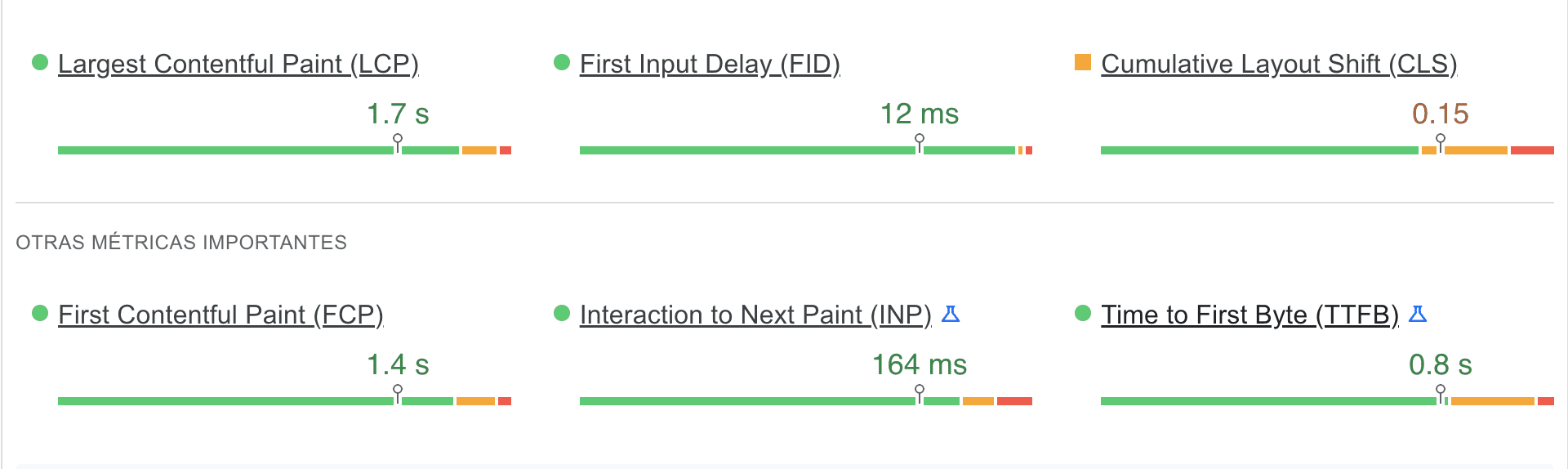 Google page speed insights screenshot